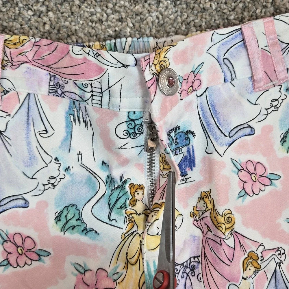 Vintage Disney Store Princess Pants Girls Size 6 Castle  Floral Wide Leg